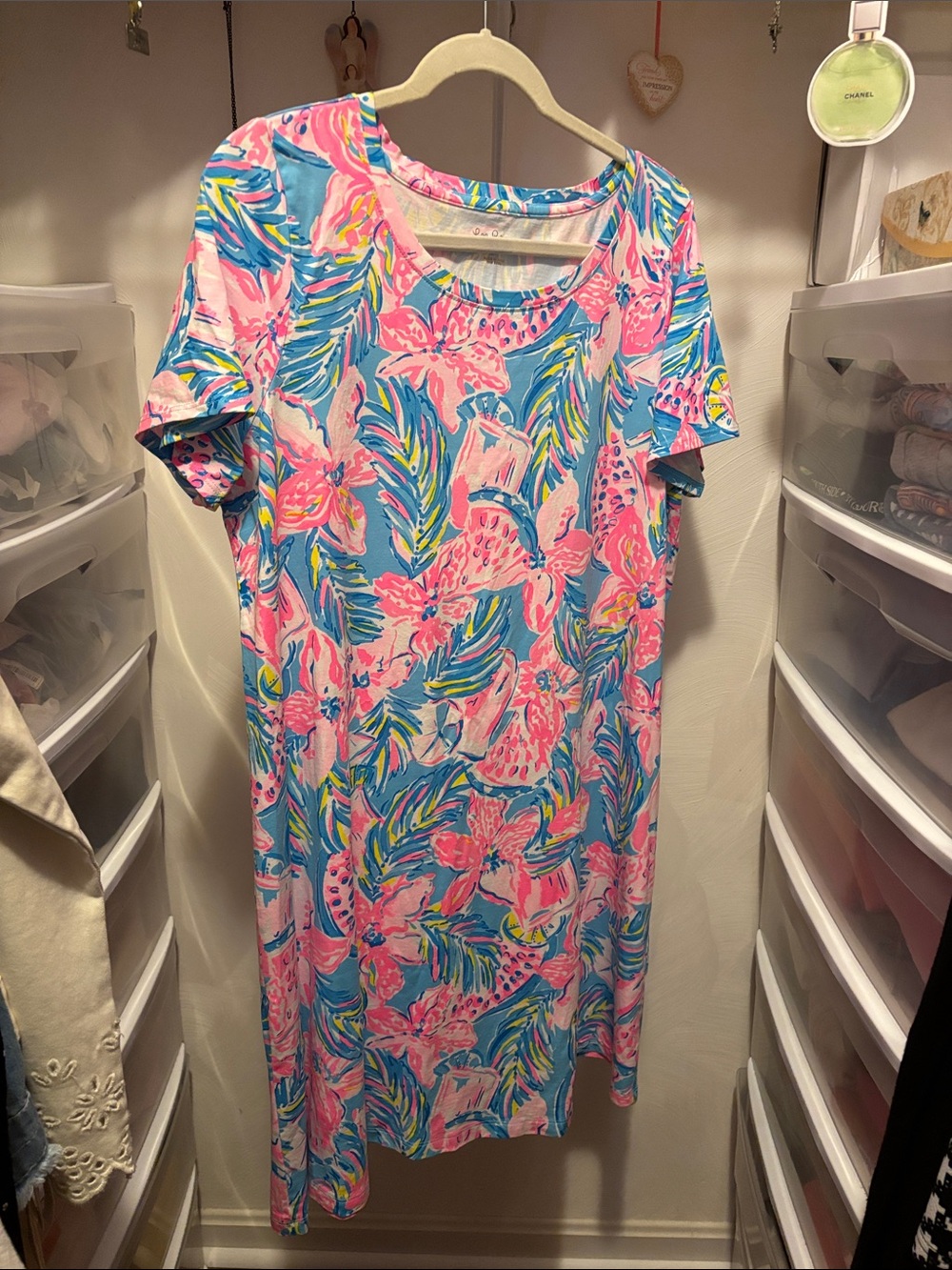 Lilly Pulitzer Multicolor Pink, Blue & Yellow Tropical Print Top NWOT